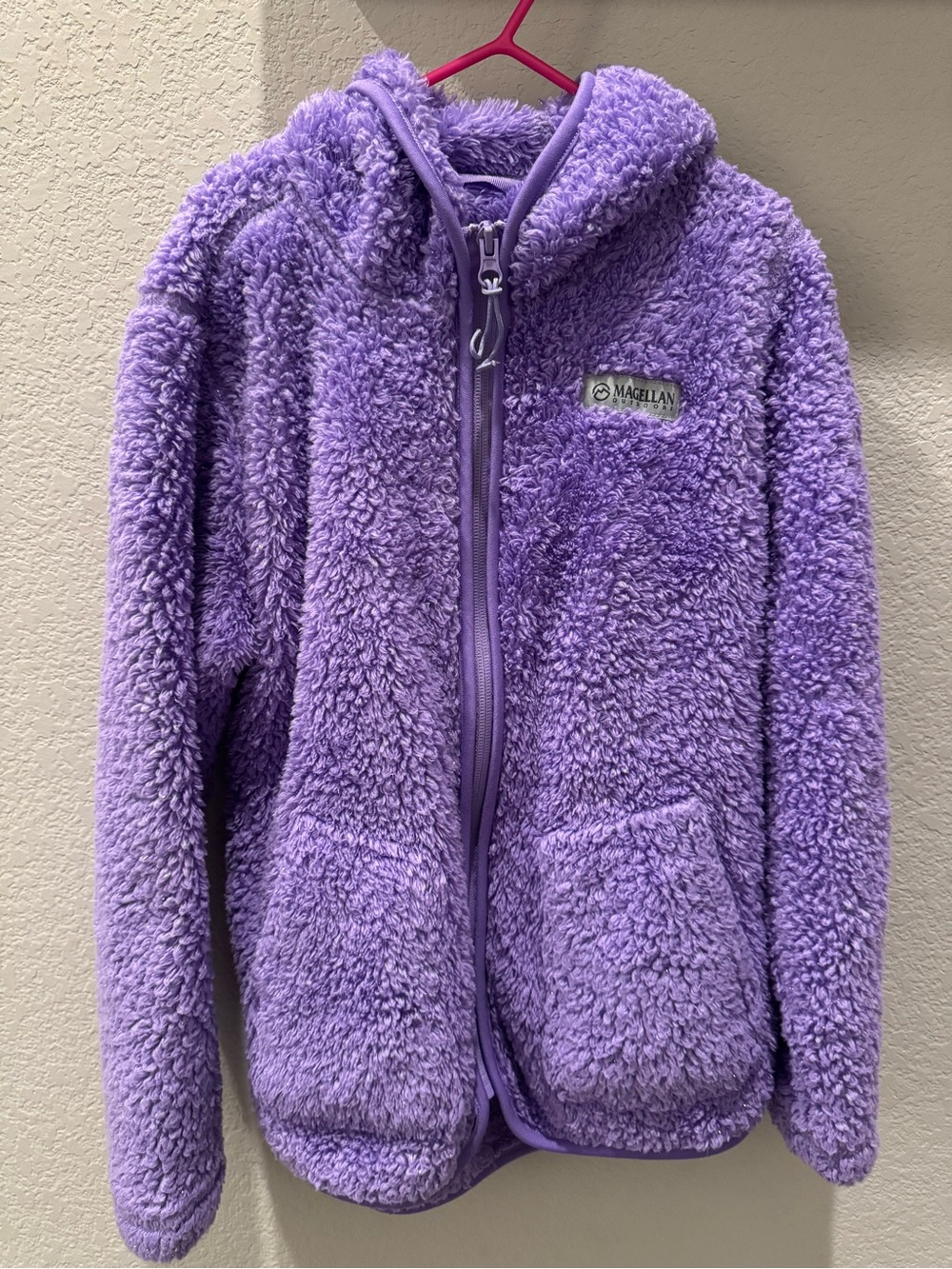 Magellan Outdoors Girls Purple Plush Fleece Zip Hoodie (size M/8-10)